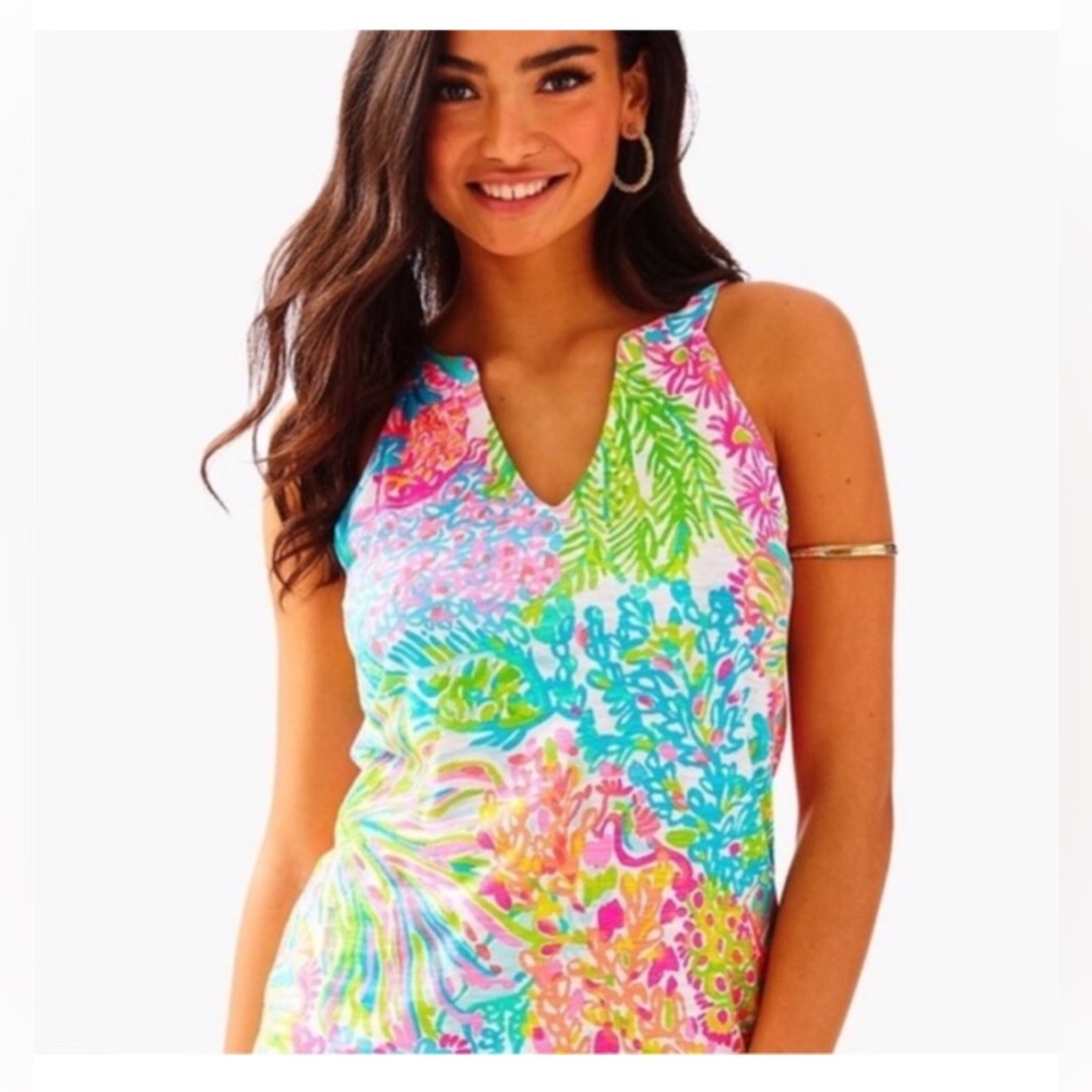Lilly Pulitzer Arya Tank Top Womens Multicolor Lovers Coral Pullover Size Small